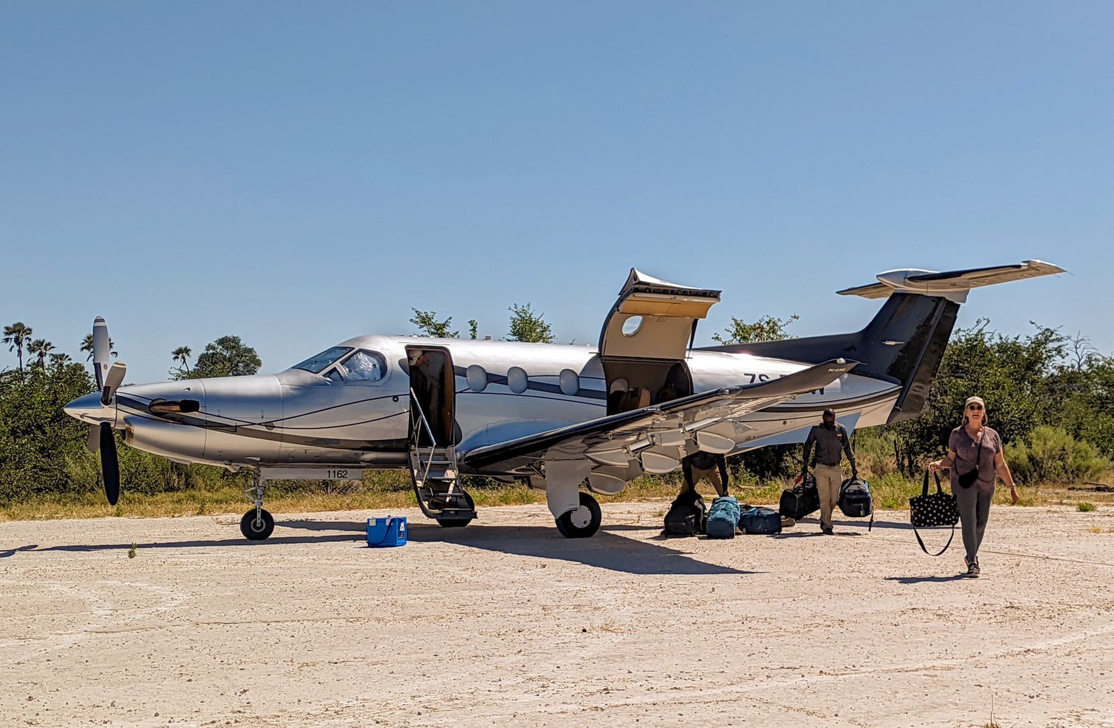 Pilatus PC-12 private bush aircraft on an exclusive safari airstrip for GCC UHNW travellers